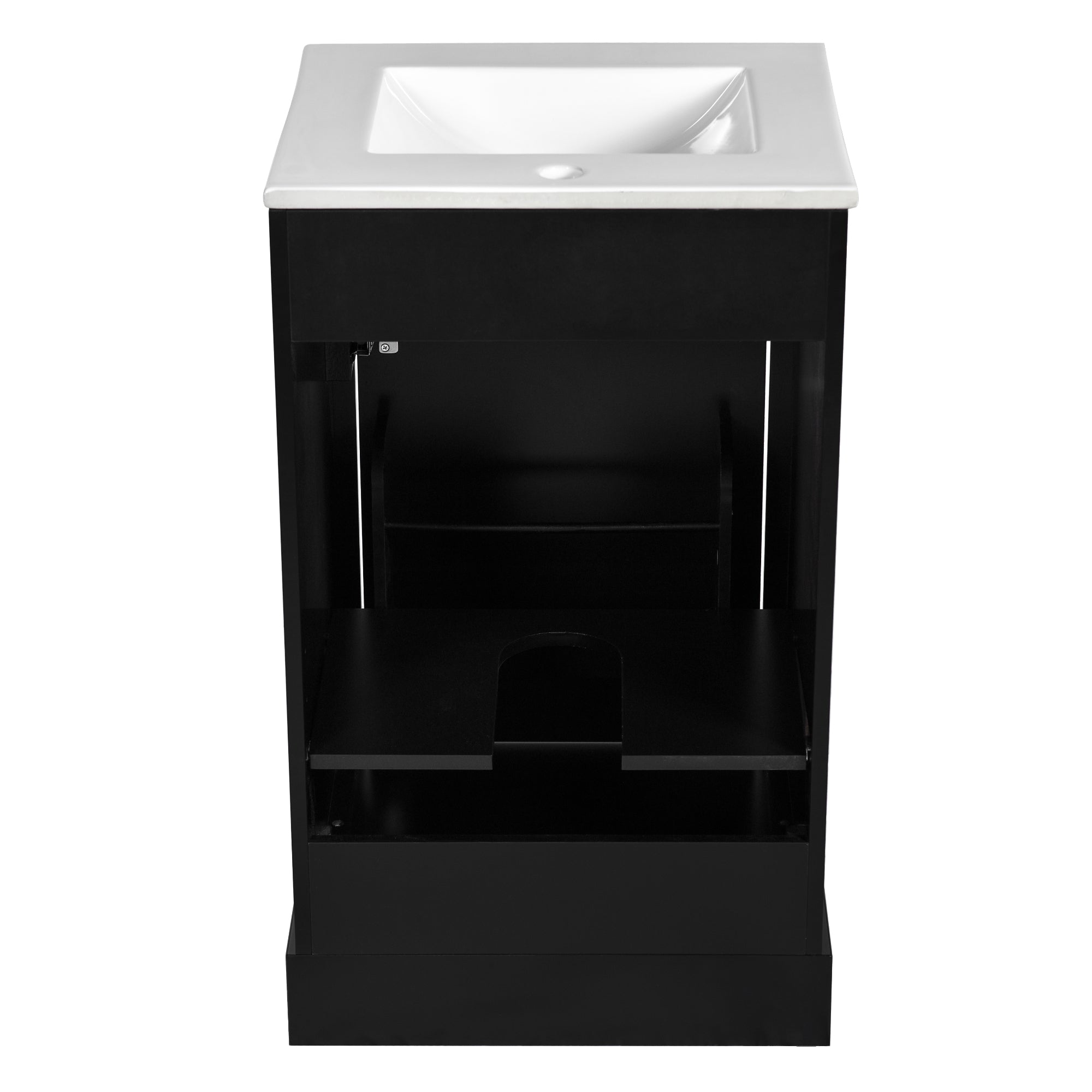 VanityFus Black 20-in Bathroom Vanity Single Sink Combo Ceramic Top 1 Soft-Close Doors Adjustable shelves